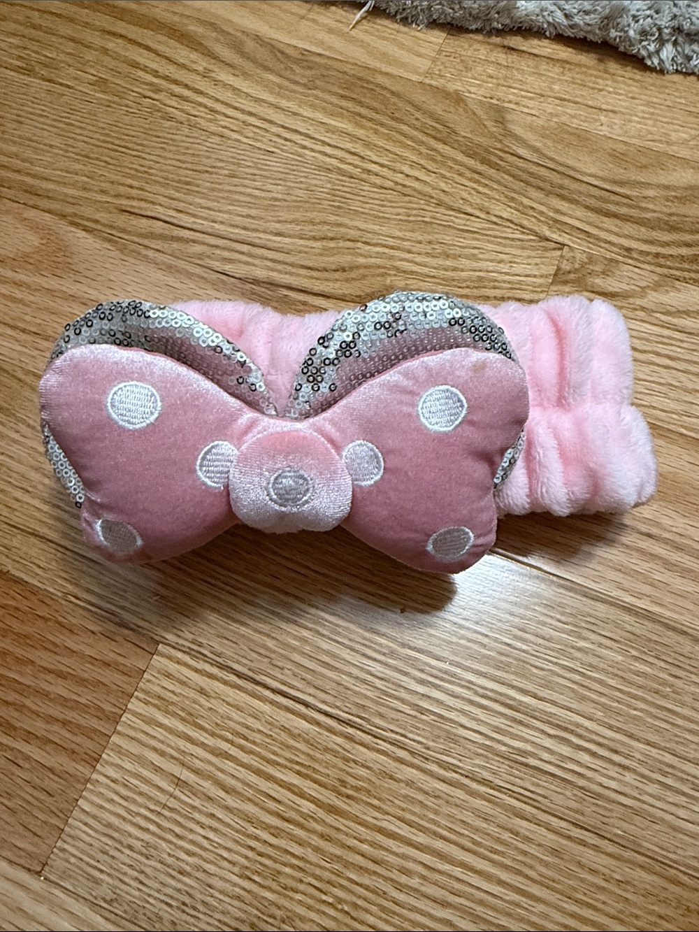 Plush Pink Polka Dot Bow Kids Headband